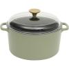 image:imageSur La Table Kitchen Essentials 4Piece Enameled Cast Iron Stackable Cookware Set 53 Qt Dutch Oven with Lid Braiser amp Grill Pan Navy Blue Gold Knob Oven Safe to 500F Induction CompatibleJuniper Green 5qt Dutch