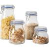 image:imageSur La Table Lyon Court 4Piece Glass Canister Set with Airtight Trigger Clamp Lids Clear  71 oz 54 oz 37 oz amp 225 oz Sizes Rubber Gasket Seal Dishwasher Safe Food Storage JarsSet of 4 71 oz  54 oz  37 oz  225 oz
