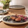 image:imageGibson Elite  Made in Portugal  Port Gaia 102 Inch Dinner Plates Set of 4  Reactive Glaze Dish Set  BlueBlue Dinner Plates