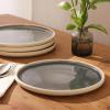 image:imageGibson Elite  Made in Portugal  Port Gaia 102 Inch Dinner Plates Set of 4  Reactive Glaze Dish Set  BlueBlue Dinner Plates