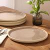 image:imageGibson Elite  Made in Portugal  Port Gaia 102 Inch Dinner Plates Set of 4  Reactive Glaze Dish Set  BlueTaupe Dinner Plates