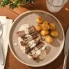 image:imageGibson Elite  Made in Portugal  Port Gaia 102 Inch Dinner Plates Set of 4  Reactive Glaze Dish Set  BlueTaupe Dinner Plates