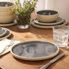 image:imageGibson Elite  Made in Portugal  Port Gaia 12 Piece Service for 4 Plates and Bowls Reactive Glaze Dishes Stoneware Ceramic Dinnerware Set  GreyBlue 12pc Dinnerware Set