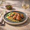 image:imageGibson Elite  Made in Portugal  Port Gaia 12 Piece Service for 4 Plates and Bowls Reactive Glaze Dishes Stoneware Ceramic Dinnerware Set  GreyBlue 12pc Dinnerware Set