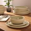 image:imageGibson Elite  Made in Portugal  Port Gaia 12 Piece Service for 4 Plates and Bowls Reactive Glaze Dishes Stoneware Ceramic Dinnerware Set  GreyGrey 12pc Dinnerware Set