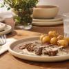 image:imageGibson Elite  Made in Portugal  Port Gaia 12 Piece Service for 4 Plates and Bowls Reactive Glaze Dishes Stoneware Ceramic Dinnerware Set  GreyTaupe 12pc Dinnerware Set