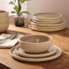 image:imageGibson Elite  Made in Portugal  Port Gaia 12 Piece Service for 4 Plates and Bowls Reactive Glaze Dishes Stoneware Ceramic Dinnerware Set  GreyTaupe 12pc Dinnerware Set
