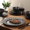 image:imageGibson Elite Humphrey Lane 12 Piece Service for 4 Plates and Bowls Reactive Glaze Dishes Stoneware Ceramic Dinnerware Set  WhiteBlack Winchester Way