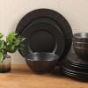 image:imageGibson Elite Humphrey Lane 12 Piece Service for 4 Plates and Bowls Reactive Glaze Dishes Stoneware Ceramic Dinnerware Set  WhiteBlack Winchester Way