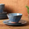 image:imageGibson Elite Humphrey Lane 12 Piece Service for 4 Plates and Bowls Reactive Glaze Dishes Stoneware Ceramic Dinnerware Set  WhiteBlue Terranea