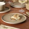 image:imageGibson Elite Humphrey Lane 12 Piece Service for 4 Plates and Bowls Reactive Glaze Dishes Stoneware Ceramic Dinnerware Set  WhiteBrown Butterwick
