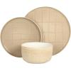 image:imageGibson Elite Humphrey Lane 12 Piece Service for 4 Plates and Bowls Reactive Glaze Dishes Stoneware Ceramic Dinnerware Set  WhiteBrown Butterwick