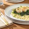 image:imageGibson Elite Humphrey Lane 12 Piece Service for 4 Plates and Bowls Reactive Glaze Dishes Stoneware Ceramic Dinnerware Set  WhiteCream White Townscape