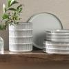 image:imageGibson Elite Humphrey Lane 12 Piece Service for 4 Plates and Bowls Reactive Glaze Dishes Stoneware Ceramic Dinnerware Set  WhiteCream White Townscape