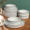 image:imageGibson Elite Humphrey Lane 12 Piece Service for 4 Plates and Bowls Reactive Glaze Dishes Stoneware Ceramic Dinnerware Set  WhiteCream White Townscape