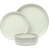 image:imageGibson Elite Humphrey Lane 12 Piece Service for 4 Plates and Bowls Reactive Glaze Dishes Stoneware Ceramic Dinnerware Set  WhiteCream White Townscape