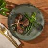 image:imageGibson Elite Humphrey Lane 12 Piece Service for 4 Plates and Bowls Reactive Glaze Dishes Stoneware Ceramic Dinnerware Set  WhiteDark Green Townscape