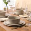 image:imageGibson Elite Humphrey Lane 12 Piece Service for 4 Plates and Bowls Reactive Glaze Dishes Stoneware Ceramic Dinnerware Set  WhiteTaupe Humphrey Lane