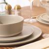 image:imageGibson Elite Humphrey Lane 12 Piece Service for 4 Plates and Bowls Reactive Glaze Dishes Stoneware Ceramic Dinnerware Set  WhiteTaupe Humphrey Lane
