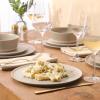 image:imageGibson Elite Humphrey Lane 12 Piece Service for 4 Plates and Bowls Reactive Glaze Dishes Stoneware Ceramic Dinnerware Set  WhiteTaupe Humphrey Lane