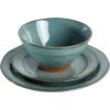 image:imageGibson Elite Humphrey Lane 12 Piece Service for 4 Plates and Bowls Reactive Glaze Dishes Stoneware Ceramic Dinnerware Set  WhiteTeal Terranea
