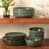image:imageGibson Elite Octavia Place 16 Piece Stoneware Dinnerware Set Service for 4 Coupe Modern Plates amp Bowls Reactive Glaze Finish Taupe Microwave amp Dishwasher SafeGreen Beckett
