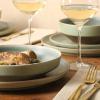 image:imageGibson Elite Octavia Place 16 Piece Stoneware Dinnerware Set Service for 4 Coupe Modern Plates amp Bowls Reactive Glaze Finish Taupe Microwave amp Dishwasher SafeGreen Octavia Place