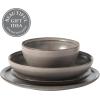 image:imageGibson Elite Octavia Place 16 Piece Stoneware Dinnerware Set Service for 4 Coupe Modern Plates amp Bowls Reactive Glaze Finish Taupe Microwave amp Dishwasher SafeGrey Beckett