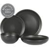 image:imageGibson Elite Octavia Place 16 Piece Stoneware Dinnerware Set Service for 4 Coupe Modern Plates amp Bowls Reactive Glaze Finish Taupe Microwave amp Dishwasher SafeBlack Beckett