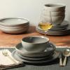 image:imageGibson Elite Octavia Place 16 Piece Stoneware Dinnerware Set Service for 4 Coupe Modern Plates amp Bowls Reactive Glaze Finish Taupe Microwave amp Dishwasher SafeAsh White Beckett