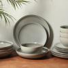 image:imageGibson Elite Octavia Place 16 Piece Stoneware Dinnerware Set Service for 4 Coupe Modern Plates amp Bowls Reactive Glaze Finish Taupe Microwave amp Dishwasher SafeAsh White Beckett