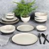 image:imageGibson Elite Octavia Place 16 Piece Stoneware Dinnerware Set Service for 4 Coupe Modern Plates amp Bowls Reactive Glaze Finish Taupe Microwave amp Dishwasher SafeWhite and Black Rhinebeck
