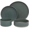 image:imageGibson Elite Octavia Place 16 Piece Stoneware Dinnerware Set Service for 4 Coupe Modern Plates amp Bowls Reactive Glaze Finish Taupe Microwave amp Dishwasher SafeBlue Tatum