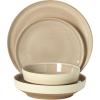 image:imageGibson Elite Octavia Place 16 Piece Stoneware Dinnerware Set Service for 4 Coupe Modern Plates amp Bowls Reactive Glaze Finish Taupe Microwave amp Dishwasher SafeTaupe Octavia Place