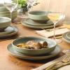 image:imageGibson Elite Octavia Place 16 Piece Stoneware Dinnerware Set Service for 4 Coupe Modern Plates amp Bowls Reactive Glaze Finish Taupe Microwave amp Dishwasher SafeGreen Octavia Place