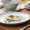 image:imageGibson Elite Octavia Place 16 Piece Stoneware Dinnerware Set Service for 4 Coupe Modern Plates amp Bowls Reactive Glaze Finish Taupe Microwave amp Dishwasher SafeGrey Jasper