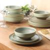 image:imageGibson Elite Octavia Place 16 Piece Stoneware Dinnerware Set Service for 4 Coupe Modern Plates amp Bowls Reactive Glaze Finish Taupe Microwave amp Dishwasher SafeGreen Octavia Place