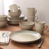 image:imageGibson Elite Octavia Place 16 Piece Stoneware Dinnerware Set Service for 4 Coupe Modern Plates amp Bowls Reactive Glaze Finish Taupe Microwave amp Dishwasher SafeTaupe Jasper