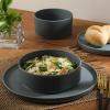 image:imageGibson Elite Octavia Place 16 Piece Stoneware Dinnerware Set Service for 4 Coupe Modern Plates amp Bowls Reactive Glaze Finish Taupe Microwave amp Dishwasher SafeBlue Tatum