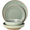 image:imageGibson Elite Octavia Place 16 Piece Stoneware Dinnerware Set Service for 4 Coupe Modern Plates amp Bowls Reactive Glaze Finish Taupe Microwave amp Dishwasher SafeGreen Octavia Place