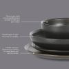 image:imageGibson Elite Octavia Place 16 Piece Stoneware Dinnerware Set Service for 4 Coupe Modern Plates amp Bowls Reactive Glaze Finish Taupe Microwave amp Dishwasher SafeBlack Beckett