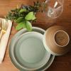 image:imageGibson Elite Octavia Place 16 Piece Stoneware Dinnerware Set Service for 4 Coupe Modern Plates amp Bowls Reactive Glaze Finish Taupe Microwave amp Dishwasher SafeGreen Octavia Place