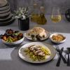 image:imageGibson Elite Octavia Place 16 Piece Stoneware Dinnerware Set Service for 4 Coupe Modern Plates amp Bowls Reactive Glaze Finish Taupe Microwave amp Dishwasher SafeWhite and Black Rhinebeck