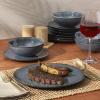 image:imageGibson Elite Sandy Pines 4 Piece Nesting Bowl Set 4 55 7 amp 9 Round Stoneware Bowls Reactive Glaze Finish Blue Mixing Prep amp Serving Bowls Microwave amp Dishwasher SafeBlue Sandy Pines