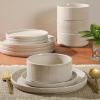 image:imageGibson Elite Sandy Pines 4 Piece Nesting Bowl Set 4 55 7 amp 9 Round Stoneware Bowls Reactive Glaze Finish Blue Mixing Prep amp Serving Bowls Microwave amp Dishwasher SafeCream White Solana