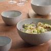 image:imageGibson Elite Sandy Pines 4 Piece Nesting Bowl Set 4 55 7 amp 9 Round Stoneware Bowls Reactive Glaze Finish Blue Mixing Prep amp Serving Bowls Microwave amp Dishwasher SafeTaupe Sandy Pines Bowls
