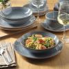 image:imageGibson Home Hometown Diner 12Piece Porcelain Dinnerware Set Round Plates and Bowls Set for 4 White with Green Rim Dishwasher Safe  Dinner Plate Salad Plate amp Cereal BowlBlue Stonebury