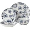 image:imageGibson Home Hometown Diner 12Piece Porcelain Dinnerware Set Round Plates and Bowls Set for 4 White with Green Rim Dishwasher Safe  Dinner Plate Salad Plate amp Cereal BowlBlue Floral Westerly Court