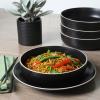 image:imageGibson Home Hometown Diner 12Piece Porcelain Dinnerware Set Round Plates and Bowls Set for 4 White with Green Rim Dishwasher Safe  Dinner Plate Salad Plate amp Cereal BowlBlack Dinah