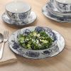 image:imageGibson Home Hometown Diner 12Piece Porcelain Dinnerware Set Round Plates and Bowls Set for 4 White with Green Rim Dishwasher Safe  Dinner Plate Salad Plate amp Cereal BowlBlue Floral Westerly Court